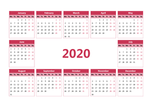 2020年日历 模板E型