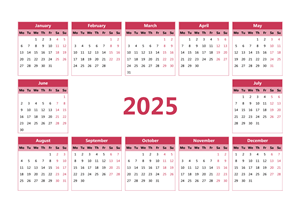 2025年日历 模板E型